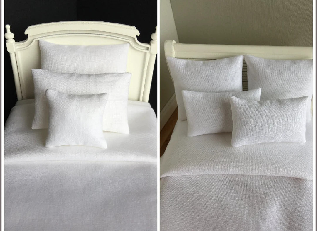 Miniature Doll House 12th Scale White Cotton Bed Linen for a - Etsy | Etsy (US)