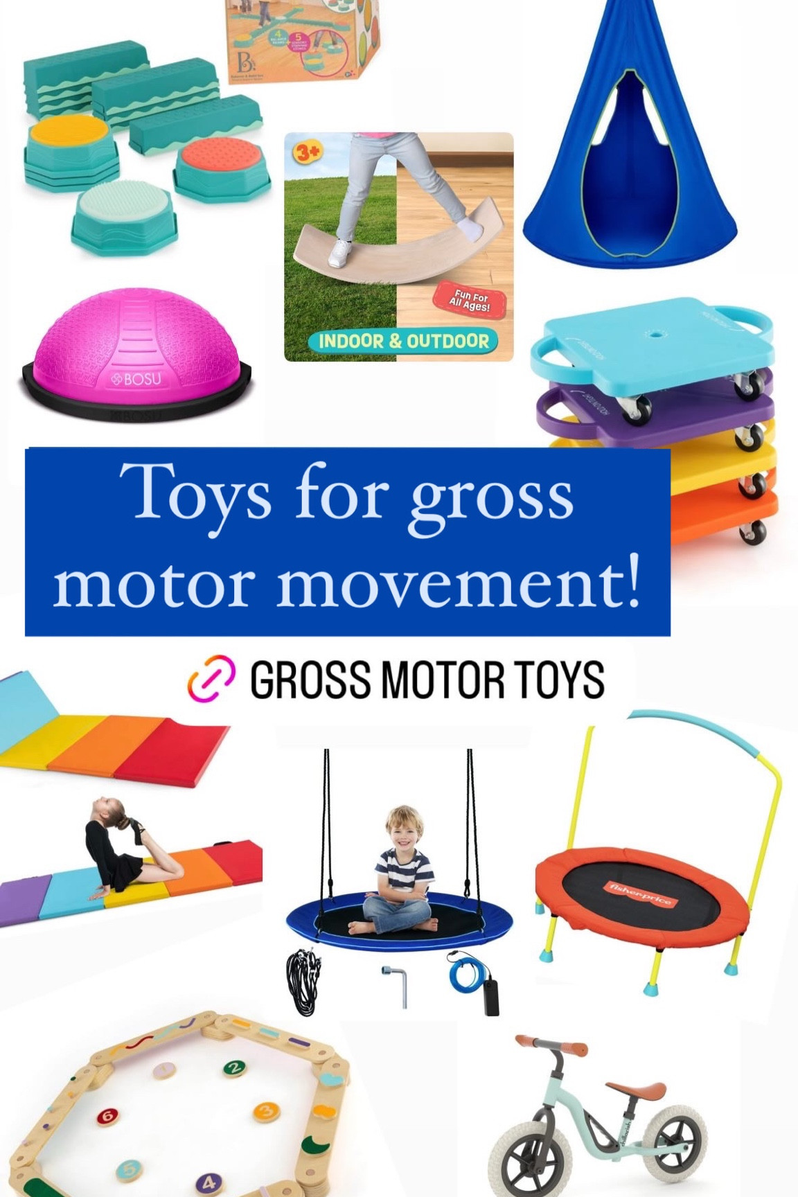 Ideas for kiddos who need some big movement to help regulate or just get some wiggles out! ☺️

Tumbling mat, gymnastics, stepping stones, mini trampoline, indoor trampoline, scooters, sensory swing, hammock, kids swing, balance beam, balance bike, wobble board, bosu balance ball, active kids, sensory play, sensory regulation 

#LTKKids #LTKGiftGuide