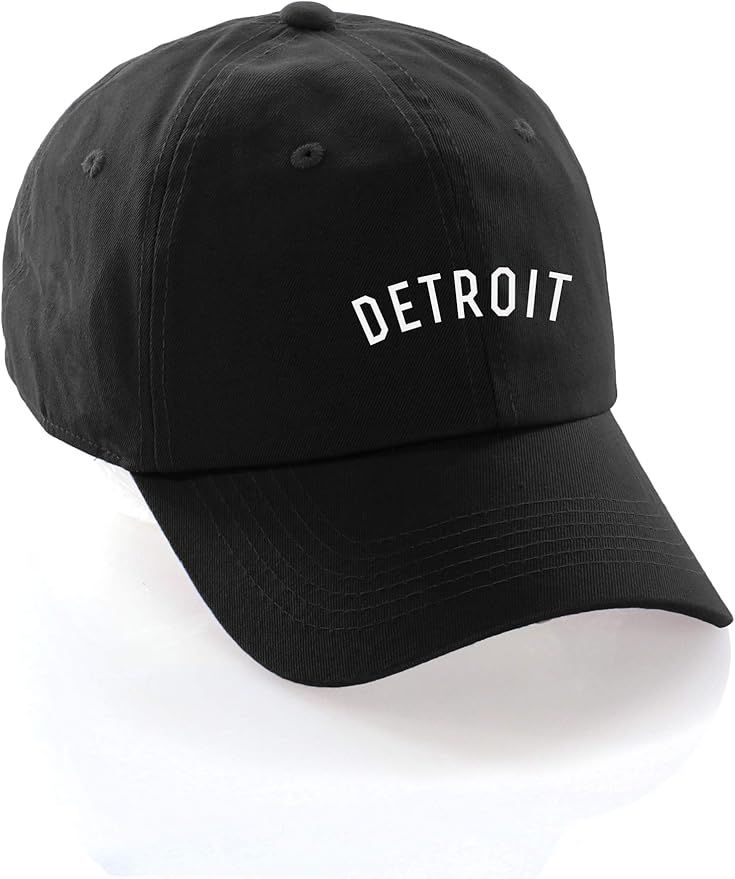 Daxton USA Cities Baseball Dad Hat Cap Cotton Unstructure Low Profile Strapback - Detroit Black W... | Amazon (US)