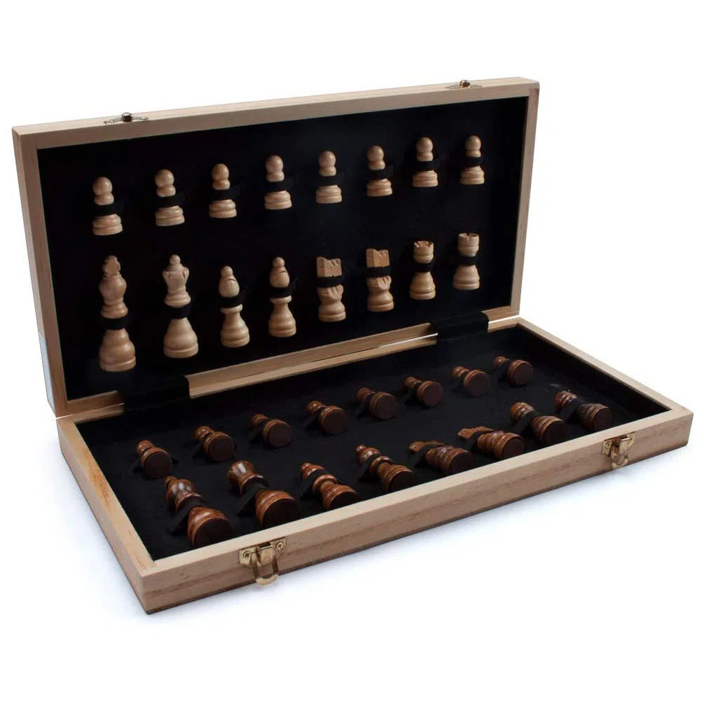 GSE 15" Wooden Chess Game Set, Folding Chess Board Game Set with Chessmen & Storage Space | Wayfair North America