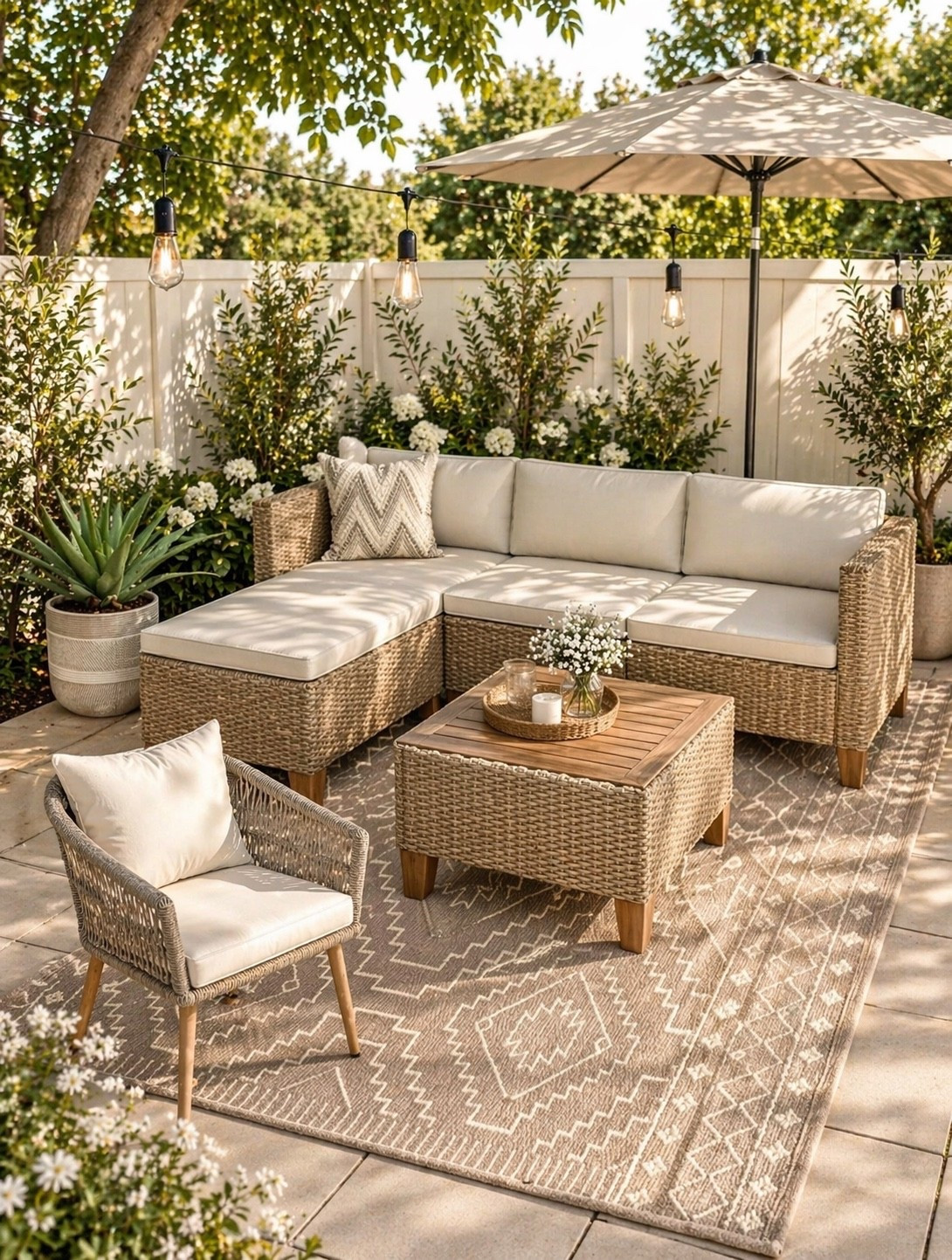 Outdoor living with a sectional chaise perfect for a small patio or backyard 

#LTKSaleAlert #LTKHome