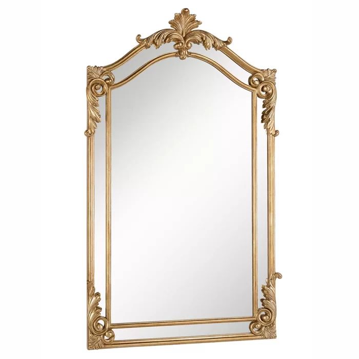Antique Gold Arch/Crowned Top Wood Traditional Beveled Wall Mirror | Wayfair North America