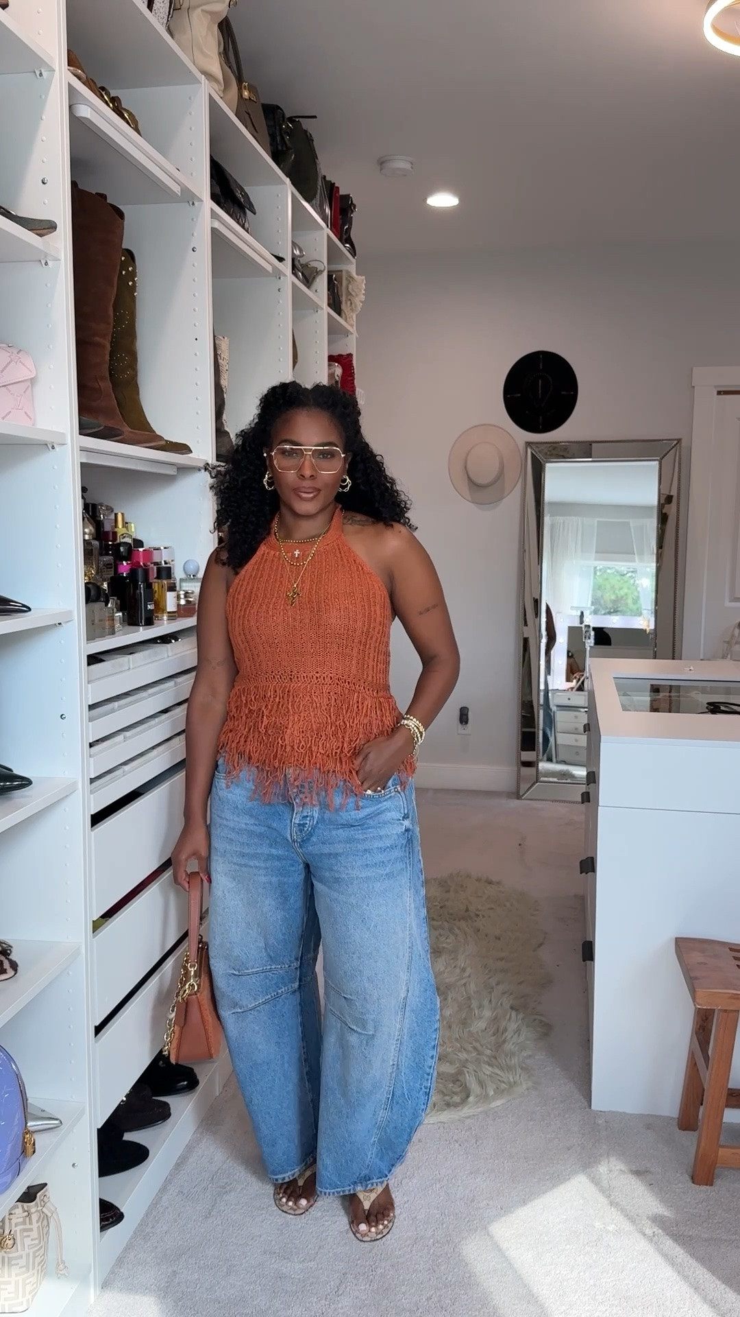 love this look!
top: Medium
jeans: 30
sunnies: 12pm Studios (currently sold out)  

 #LTKgrwm #LTKMidsize