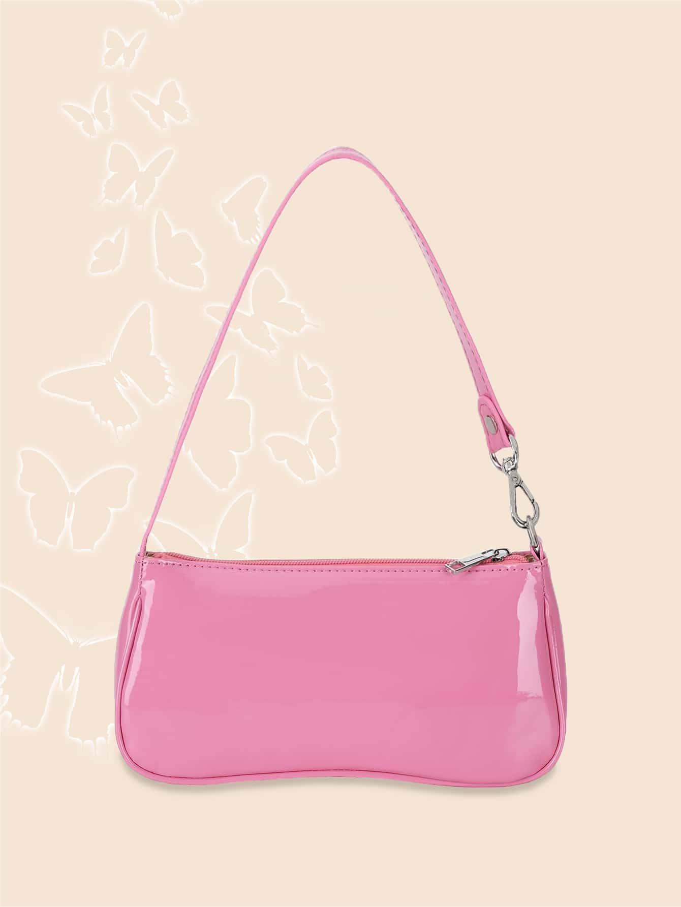 Artificial Patent Leather Bag Pink For Teen Girls Women College Students,Rookies & White-Collar Workers Perfect For Office,College,Work ,Business,Commute Valentines | SHEIN