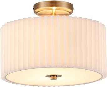 VONLUCE Semi Flush Mount Ceiling Light, 13'' Drum Ceiling Light Fixture with 2 Light, Modern Clos... | Amazon (US)