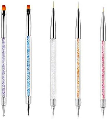 5 Pcs Double Ended Nail Art Brushes，Nail Art Point Drill Drawing Brush Pen Manicure Care Tool N... | Amazon (US)