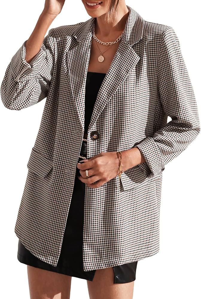 Floerns Women's Casual Long Sleeve Pop Art Print Work Blazer Graphic Jackets | Amazon (US)