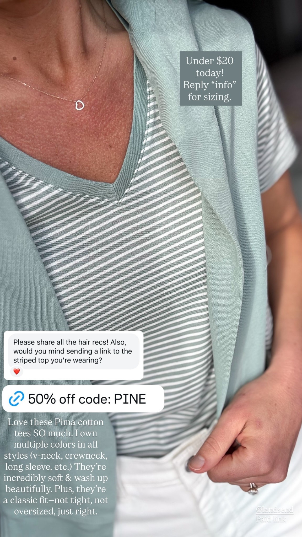 50% off my favorite supima cotton tees with code: PINE

🎉Under $20 today!!

Love these Pima cotton tees SO much. I own multiple colors in all styles (v-neck, crewneck, long sleeve, etc.) They’re incredibly soft & wash up beautifully. Plus, they’re a classic fit—not tight, not oversized, just right.

In my opinion, these tees fit TTS based on the brand’s numerical sizing. For example, I’m a 2-4, which is an XS in this brand. The XS fits great, not too snug.

Lands end, classic style, elevated basics, casual outfit, mom outfit, sale alert, stripes, fall fashion 

#LTKFindsUnder50 #LTKSaleAlert #LTKStyleTip