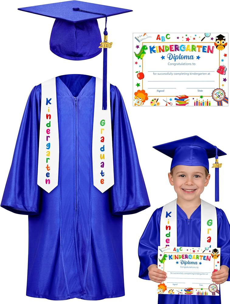 QZYL Kindergarten Graduation Cap and Gown Set, 2026 Congrats Grad Outfit with Tassel & Certificat... | Amazon (US)