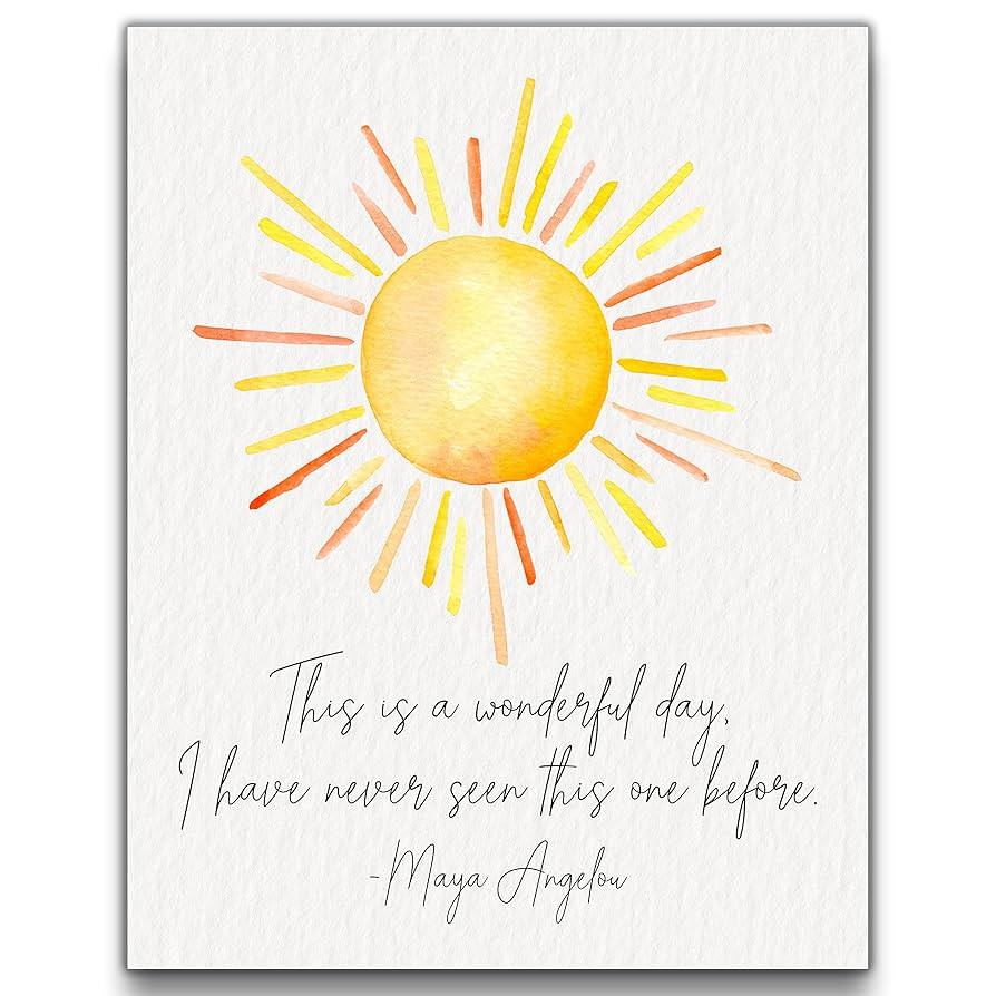 Maya Angelou Quote ‘This is a Wonderful Day’ Watercolor Wall Art | Bright Neutral 11x14 UNFRA... | Amazon (US)