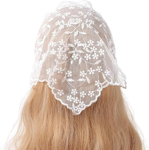 White Elegant Women Lace Flower Triangle Headband Summer Sunproof Lace Triangle Bandana for Sweet Girls Camping Taking Photo Women's Headbands, Women's Fashion Headbands Hats for Caps Accessories | Amazon (US)