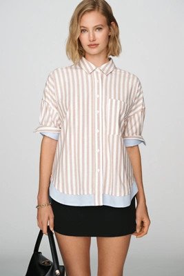 Mabel Contrast Boxy Oxford Shirt Top | Anthropologie (US)