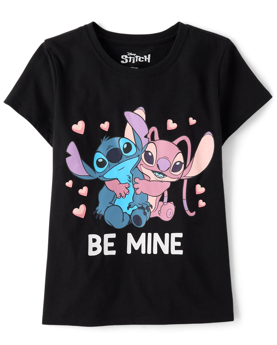 Girls Stitch™ Be Mine Valentine's Day Graphic Tee - black | The Children's Place