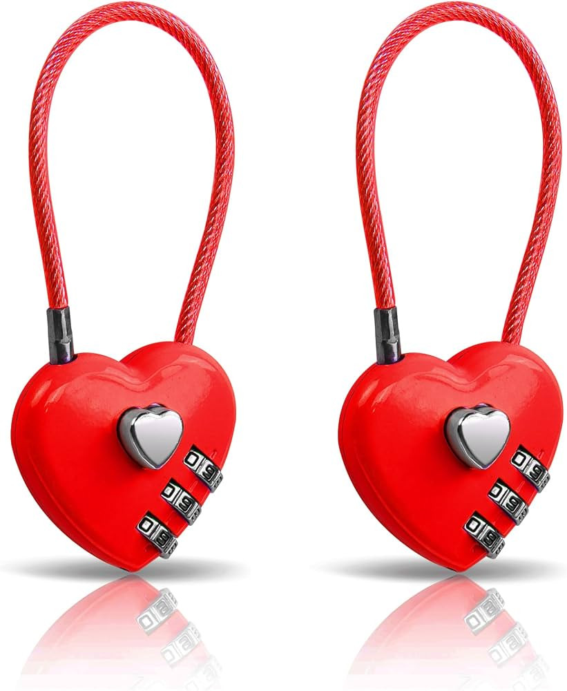 YAODHAOD 2 Pack Combination Lock, 3 Digit Heart Shaped Padlock for School Gym Locker, TSA Approve... | Amazon (US)