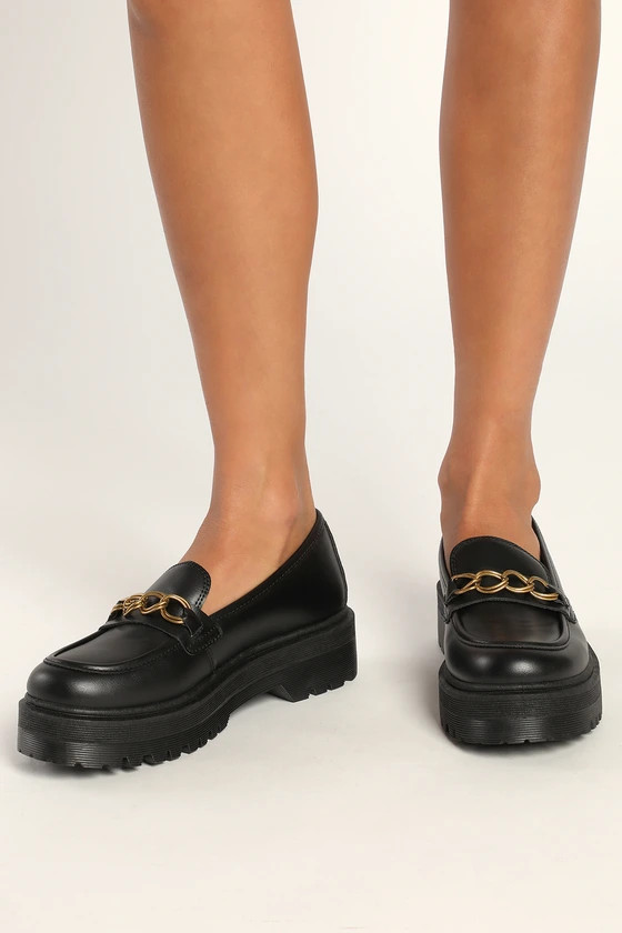Raphlyn Black Platform Loafers | Lulus