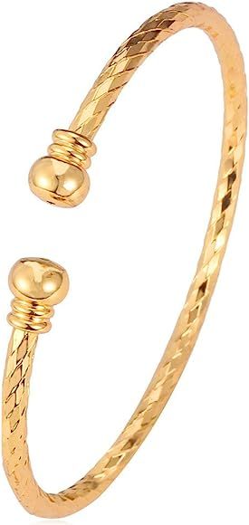 Unisex Simple Cuff Bracelet 18K Real Gold Platinum Plated Fine Bracelets Fashion Jewelry Heart/Cr... | Amazon (US)