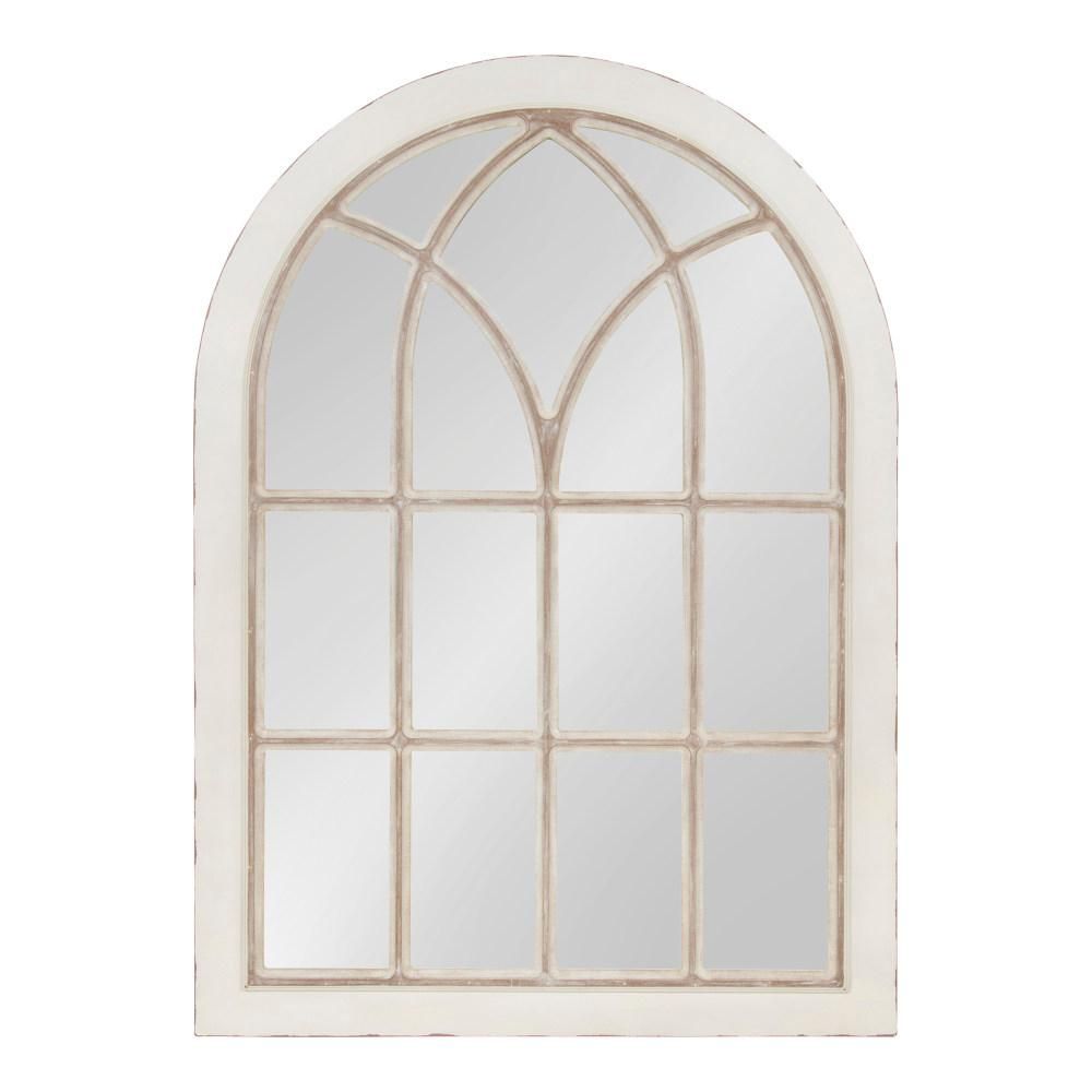 Kate and Laurel Nikoletta Arch White Wall Mirror | The Home Depot