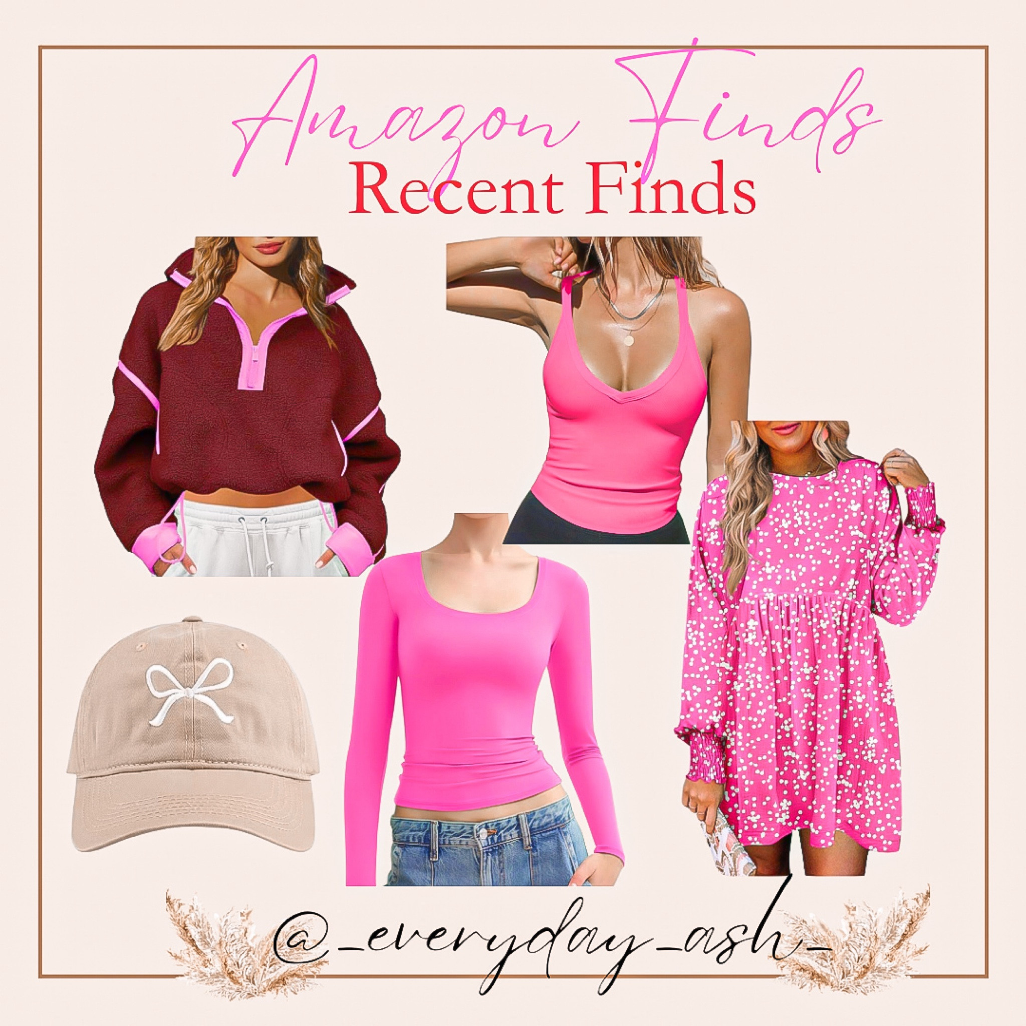 Recent Amazon finds 💕

Pink pullover, pink sweatshirt, pink tank top, pink sports bra, pink mini dress, Amazon dress, Amazon fashion, bow hat, pink long sleeve shirt 

#LTKStyleTip #LTKBeauty #LTKFindsUnder50
