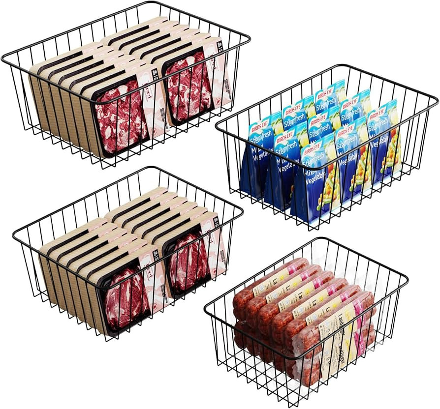 iSPECLE Freezer Organizer Bins - 4 Pack Upright Freezer Baskets for 17/21 Cu.Ft Stand up Freezer,... | Amazon (US)