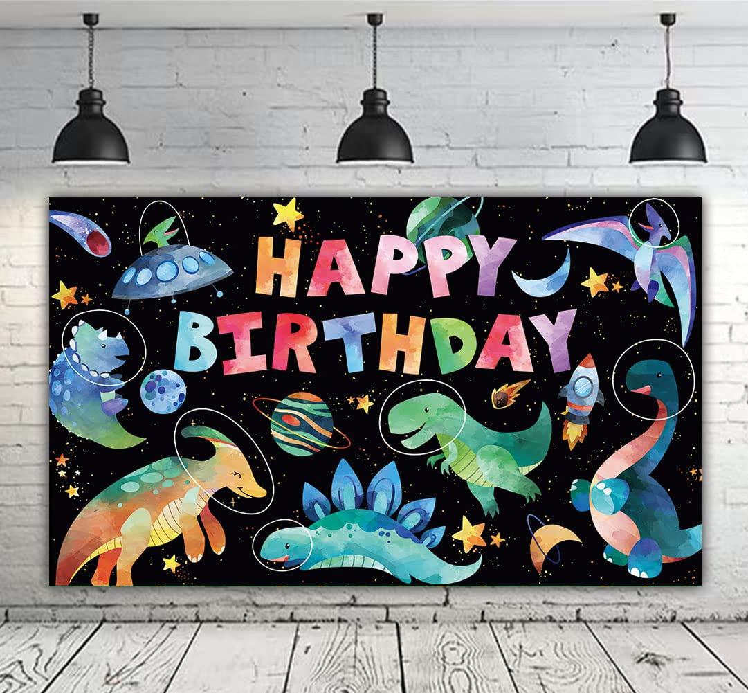 Watercolor Dinosaur Backdrop Space Dinosaur Birthday Party Photography Background Space Dinosaur ... | Amazon (US)