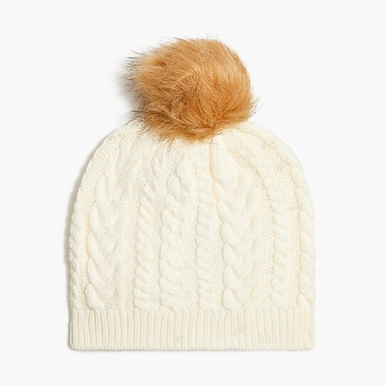 Cable pom-pom beanie hat | J.Crew Factory
