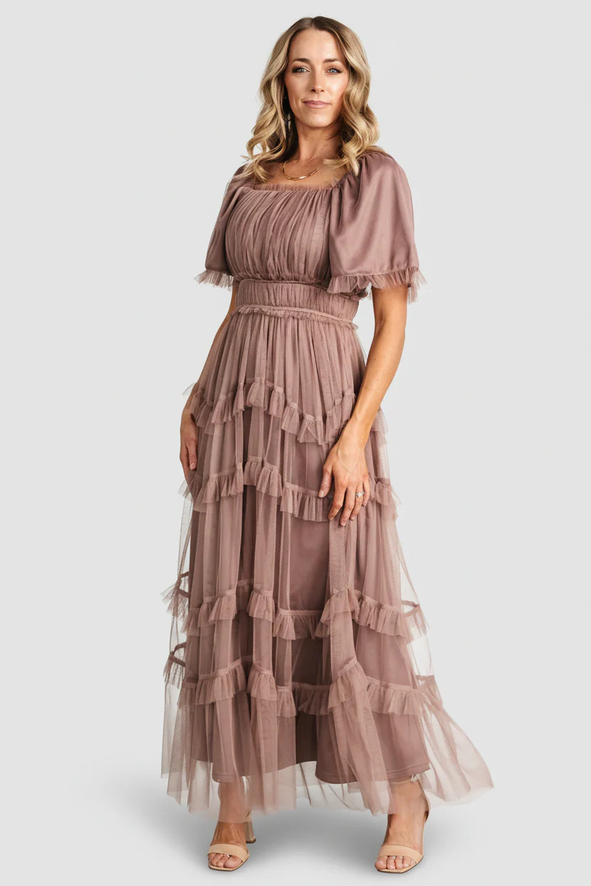 Magdalena Tulle Maxi Dress, Dusty Mink | Baltic Born | Baltic Born
