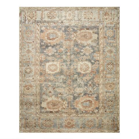 Blue and Tan Persian Style Everly Area Rug | World Market