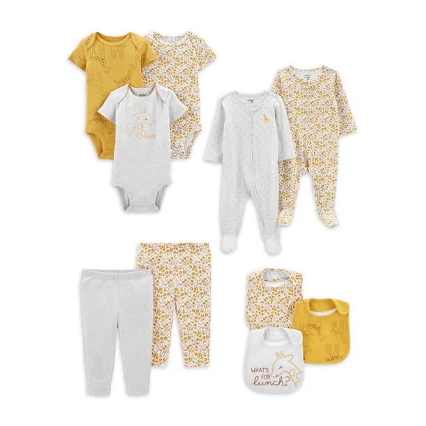 Carter's Child of Mine Baby Girl Bodysuits, Pants, Bibs, & Sleep N' Play, 10-Piece, Preemie-9M | Walmart (US)