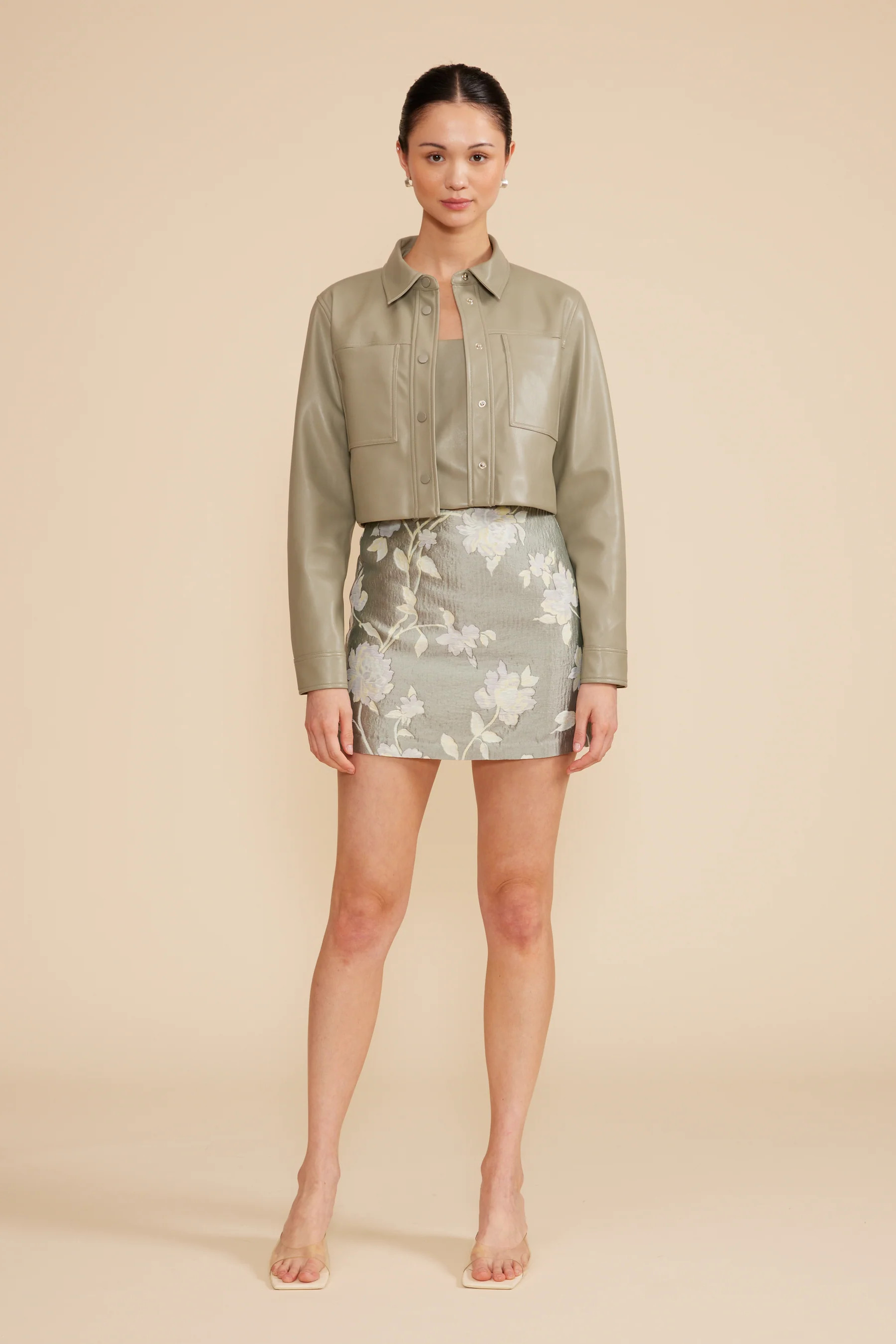 Abbott Cropped Jacket - Sage | LUCY PARIS