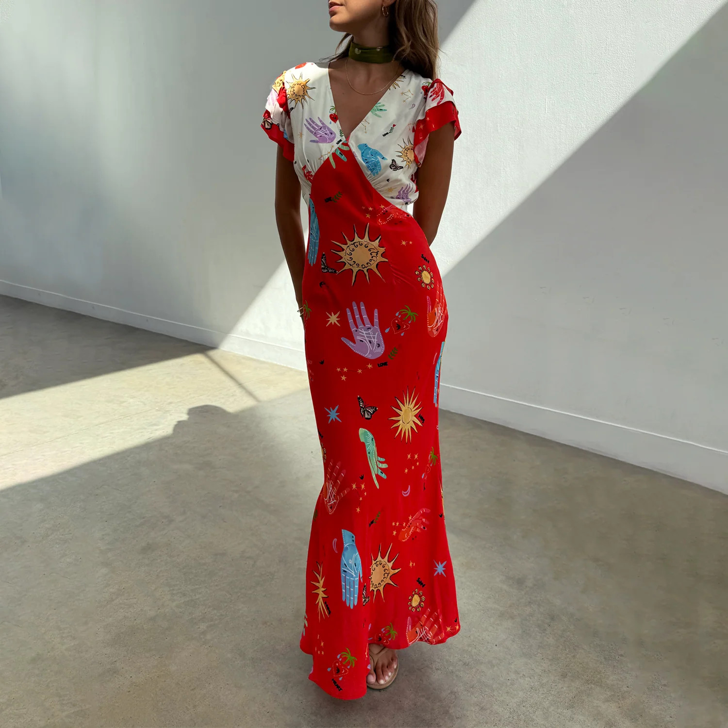 Red Celestial Midi Dress | Never Fully Dressed (UK & IE)