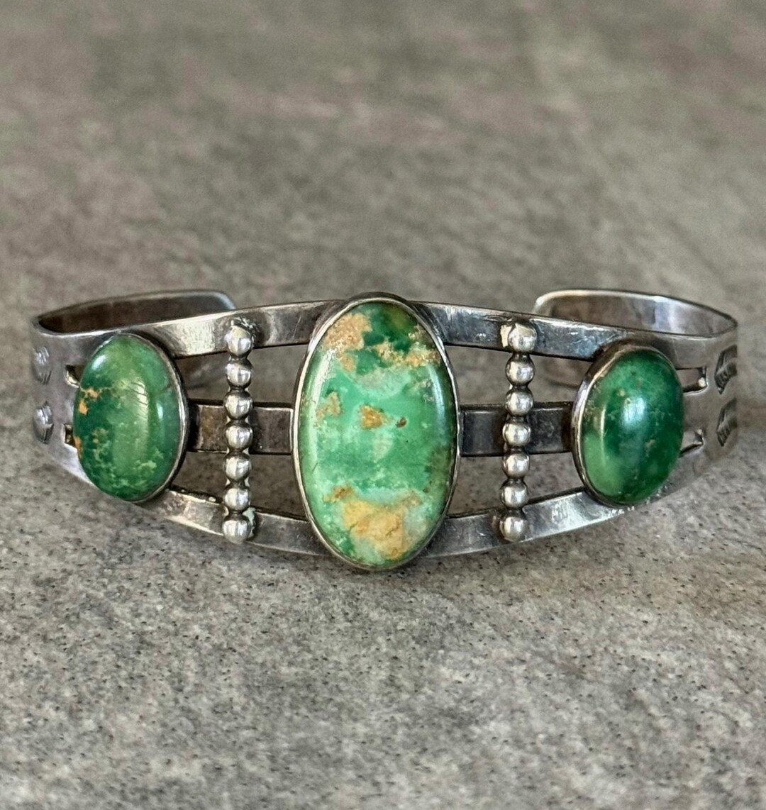 Fine Vintage Native American Navajo Cerrillos Turquoise Sterling Silver Hand Made Bracelet Cuff -... | Etsy (US)