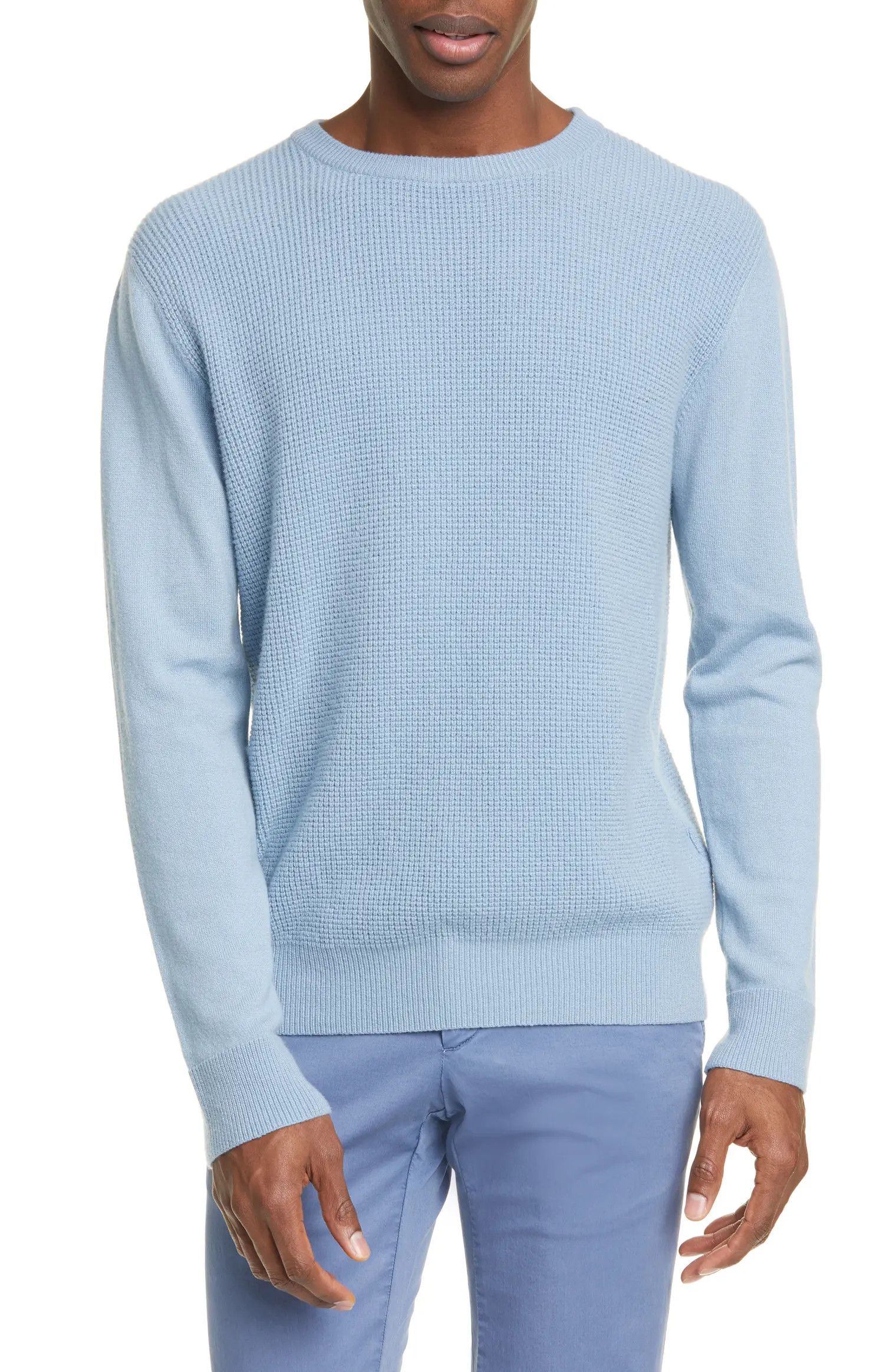 Trim Fit Waffle Knit Cashmere Crewneck Sweater | Nordstrom