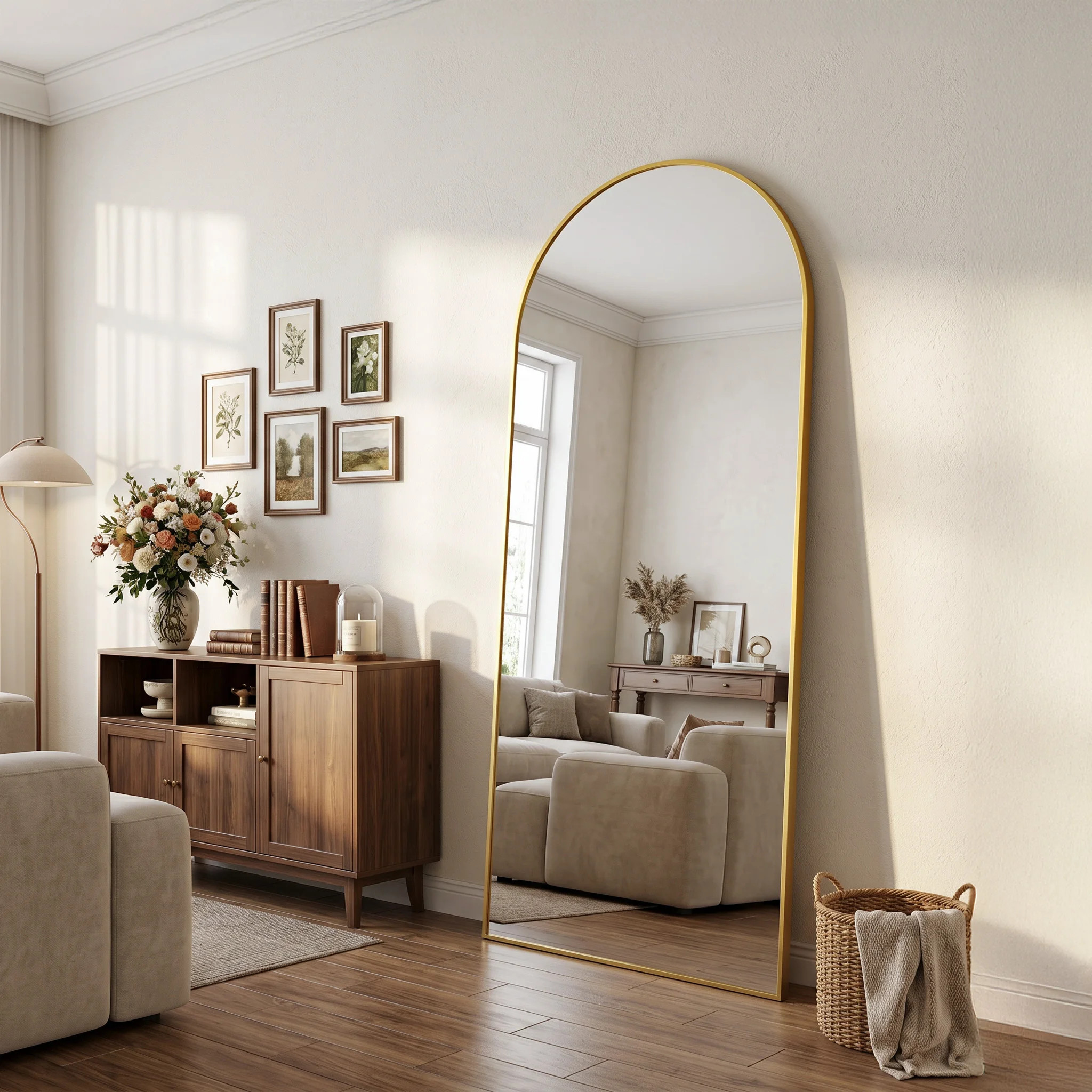 Arched Gold Metal Oversized Full-Length Mirror | Wayfair North America