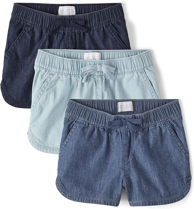 The Children's Place Girls' Denim Pull on Shorts | Amazon (US)