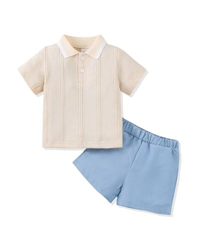 Renotemy Boy Clothes 4T 5T Littler Summer Outfits for Boys Apricot Polo Shirt Blue Shorts Set Comfortable 2-Piece Outfits Boys Fashion Clothes | Amazon (US)