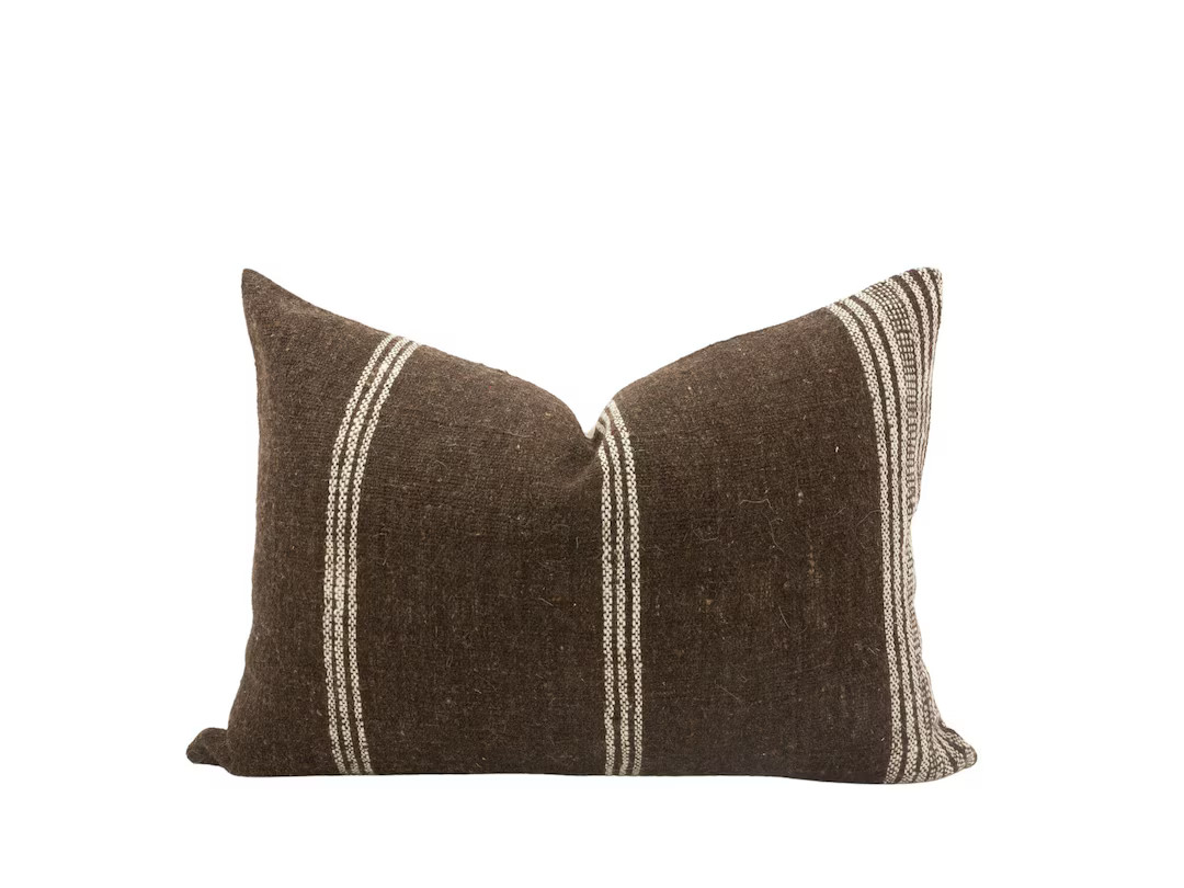 LINDON 14x20 Brown Wool Pillow Cover Brown Bhujodi Pillow - Etsy | Etsy (US)