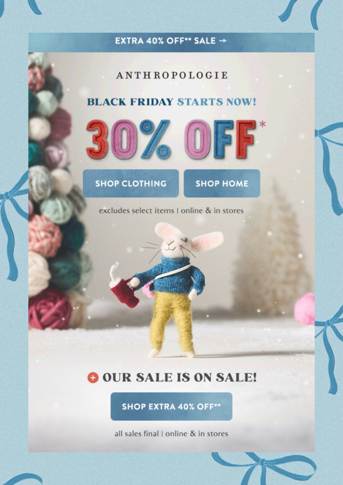 !BLACK FRIDAY! Christmas came early at Anthro🎁 30% of Clothing and Home  AND extra 40% off sale!! Black Friday, Black Friday Sale, Anthropologie, Anthropologie Black Friday sale

#LTKSaleAlert #LTKCyberWeek