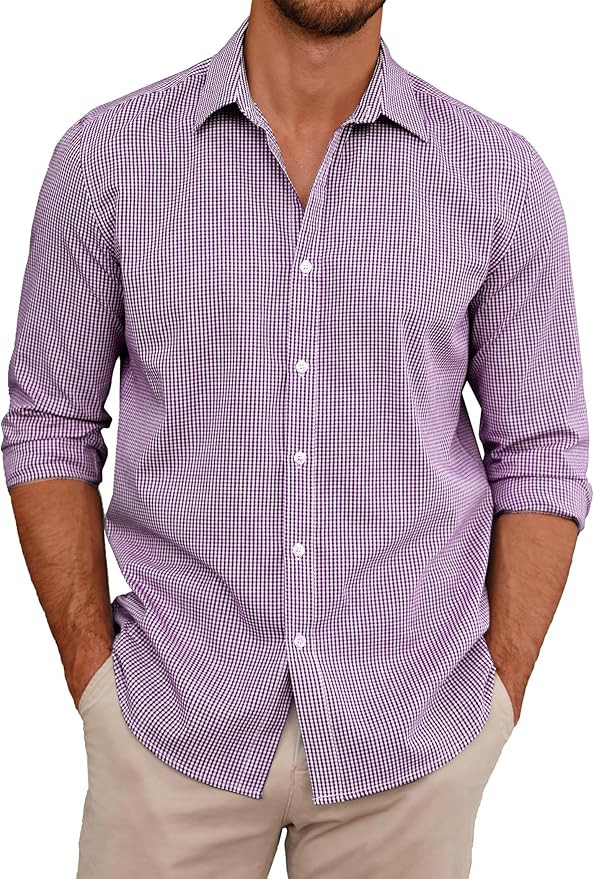 COOFANDY Men's Muscle Fit Dress Shirt Wrinkle Free Long Sleeve Button Down Shirt | Amazon (US)