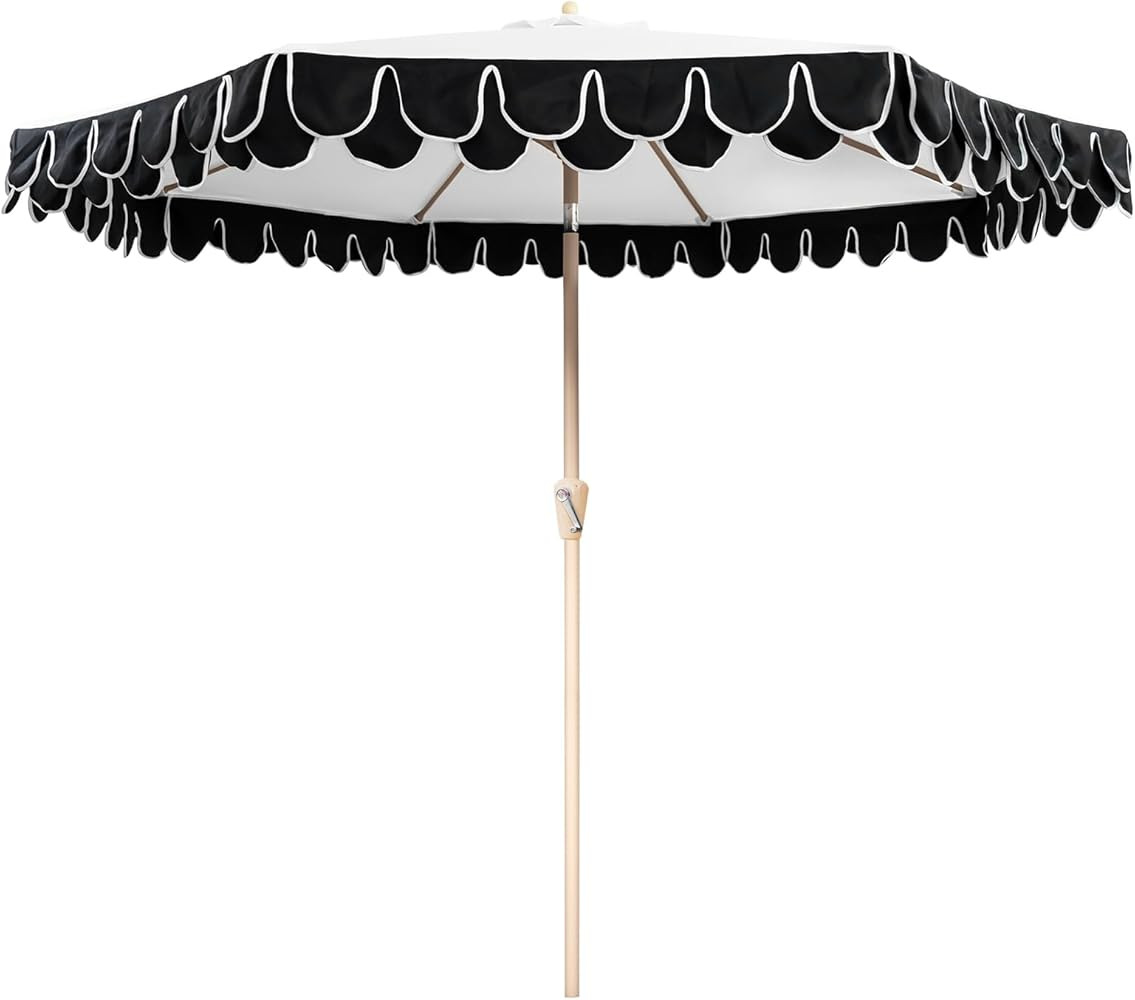 9Ft Elegant Valance Patio Umbrella, Outdoor Umbrellas for Patio with Auto-Tilt and Crank Systerm,... | Amazon (US)