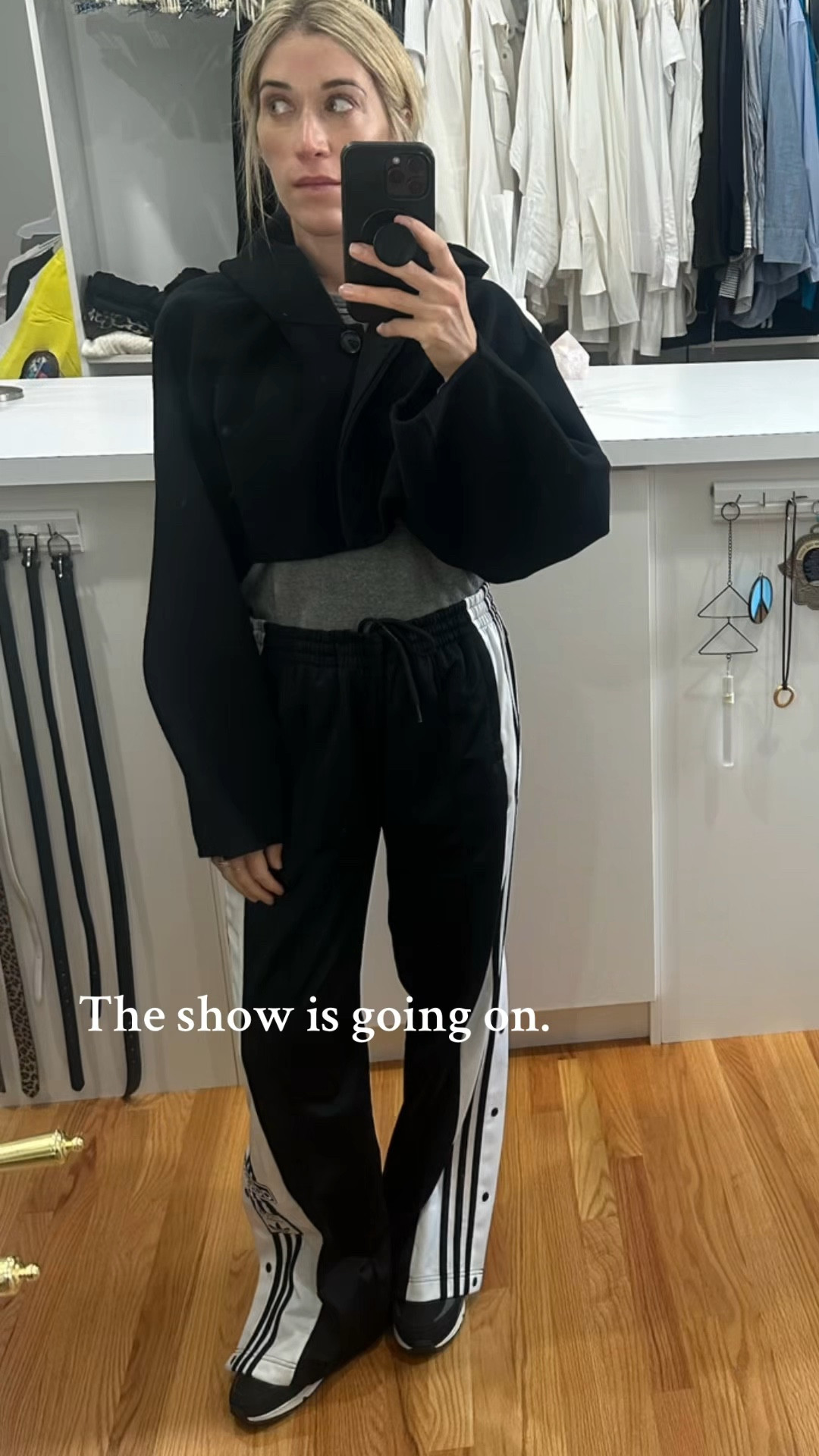 When you’re a mom pre Halloween… or honestly, just any day 😄
My daughter walking through my photo in a banana costume = peak mom life.
Heading into NYC today for the To Be Magnetic book tour with Lacy Phillips, major manifestation energy loading.
Wearing on the train: my classic Adidas track pants, a vintage SoulCycle distressed sweatshirt, and my COS cropped hooded jacket for that effortless comfort meets city vibe.

Changing before the event! 

#MomStyle #NYCStyle #ManifestationMode #FallTravelLook #AdidasStyle #OOTD #COSstyle #SoulCycleVintage #LTKfall #CityStyle #EffortlessCool#LTKStyleTip

#style #fashion #ootd #nyc #love #looks #ltk #fall #2025 #streetstyle #inspo #work #LTKStyle #ltkfashion 

#LTKootd #LTKgrwm #LTKBeauty