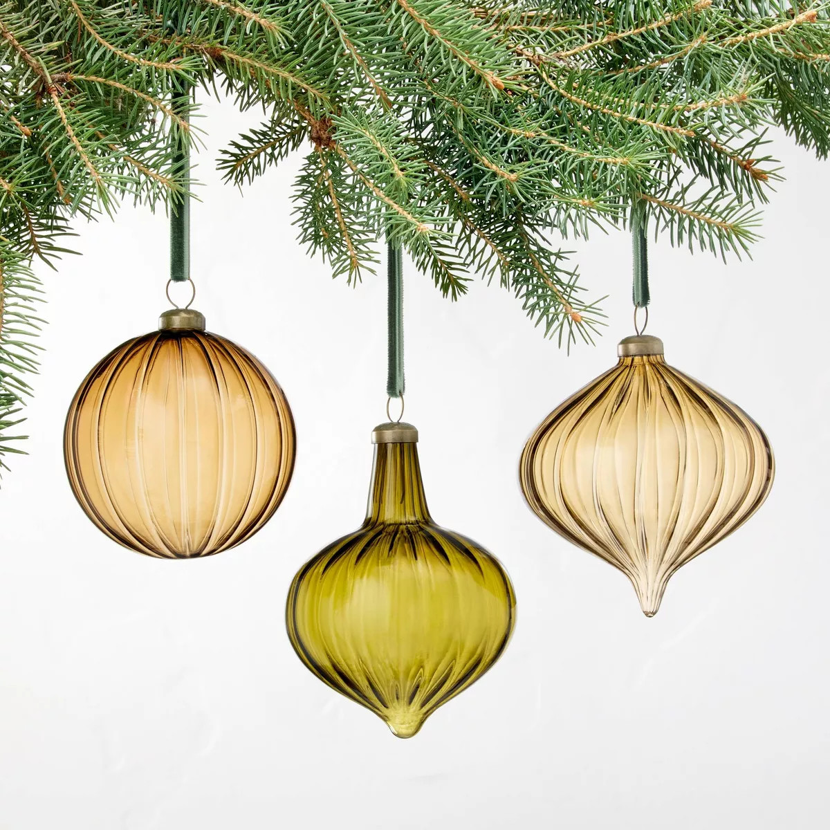 3pk Assorted Colored Glass Ornament Set - Hearth & Hand™ with Magnolia | Target