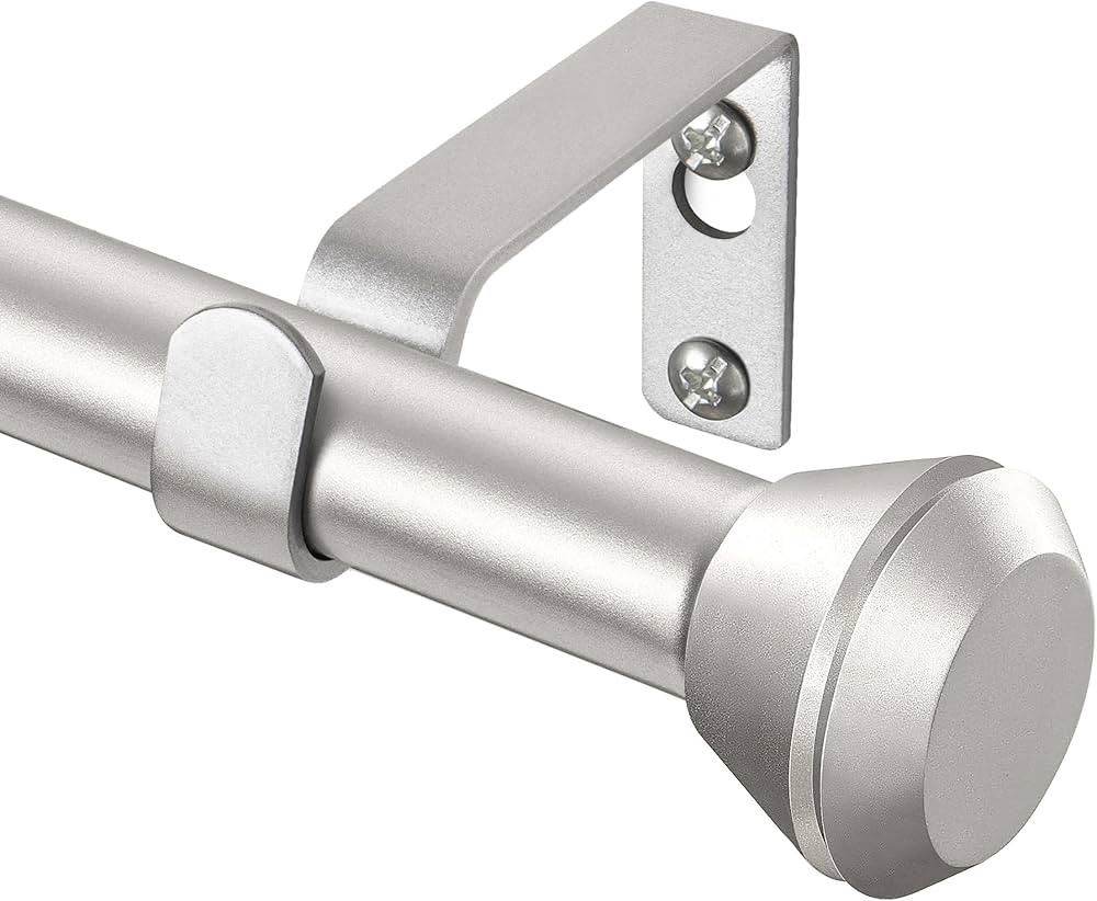 Silver Curtain Rod 32 to 58 Inch, HOTOZON Heavy Duty Curtain Rods for Windows, Decorative Single ... | Amazon (US)