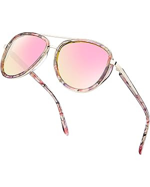 BIRCEN Polarized Sunglasses for Women UV - Protection Womens Retro Mirrored Shades with Acetate F... | Amazon (US)