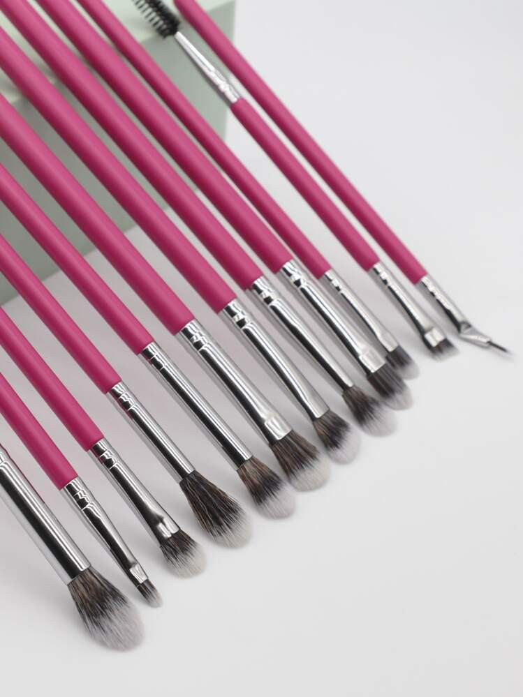 12pcs Pink Eye Makeup Brush Set Without Storage Bag For Party, Home Or Travel | SHEIN