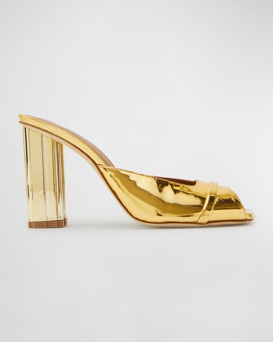 Lira Metallic Block-Heel Mule Sandals | Neiman Marcus