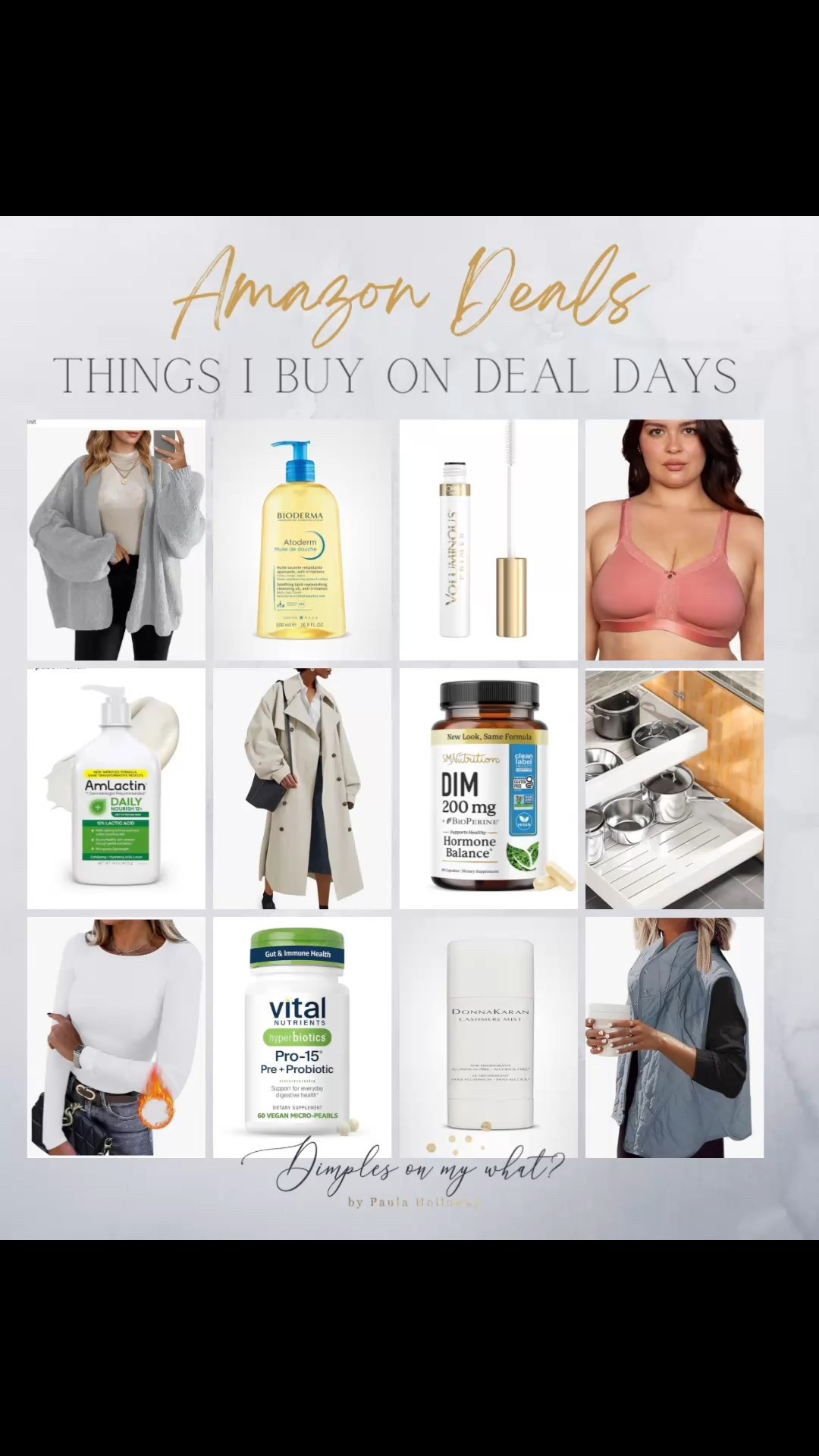 My favorite purchases and REPURCHASES from Amazon deal days include the TINIEST probiotic you’ll ever take. My MUST-HAVE natural hormone balance supplement. FAVORITE everyday cotton bra. And so much more. 
 I wear: 
Cardigan - XL
White Tee - XXL
Quilted Vest - XXL
Trench - XL or XXL 


#LTKOver40 #LTKMidsize #LTKPlusSize