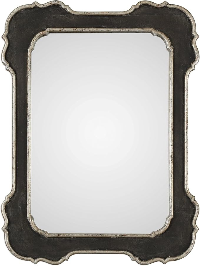 MY SWANKY HOME Vintage Style Black Silver Curved Edge Wall Mirror | Vanity Scalloped Victorian | Amazon (US)