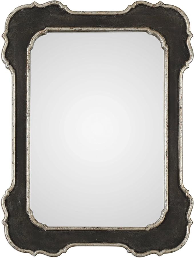 MY SWANKY HOME Vintage Style Black Silver Curved Edge Wall Mirror | Vanity Scalloped Victorian | Amazon (US)