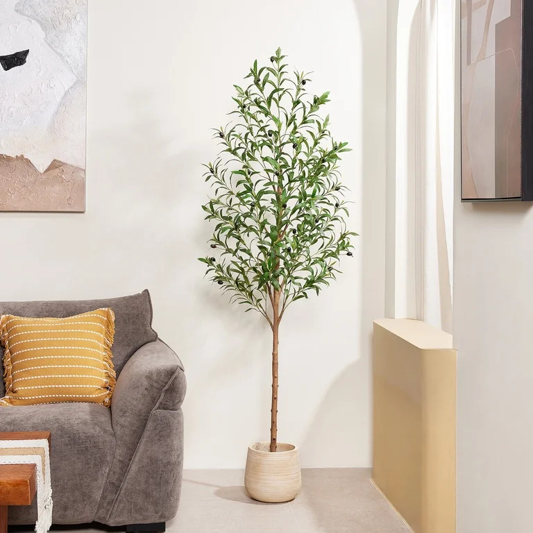 DR.Planzen Artificial Olive Tree 6ft Tall Faux Floor Plant in Black Pot - Realistic Greenery with... | Walmart (US)