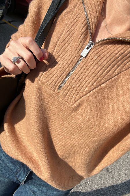 Half zip, express, camel 

#LTKSeasonal #LTKfindsunder50 #LTKstyletip